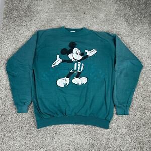VINTGE Disney Mickey Inc Sweatshirt Mens XL Green Mickey Mouse Crewneck 90s *